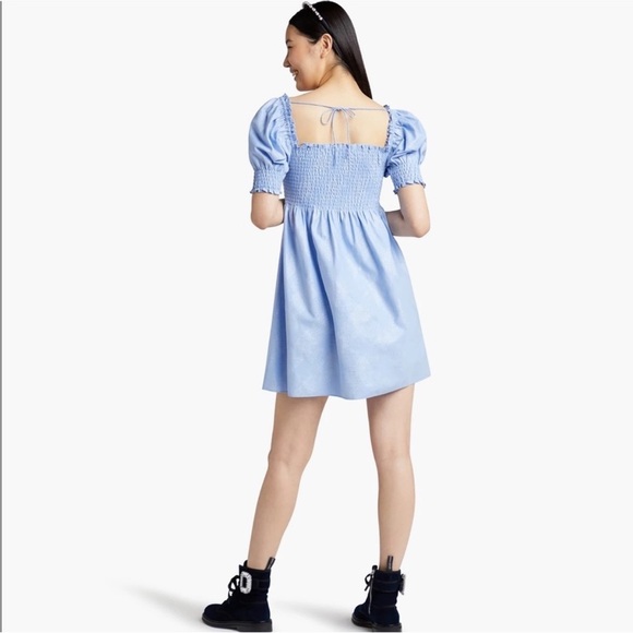 Hill House The Athena Nap Mini Dress Light Blue Glitter Check Size S - Picture 2 of 9